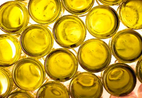 Bottoms of empty glass bottles Stock Photos