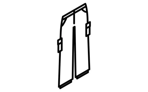 Bottoms, work pants, cargo pants, simple isometric line drawing icon in bla.. Stock Illustration