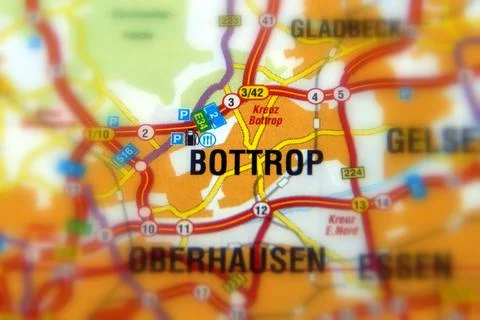Bottrop on a map Stock Photos