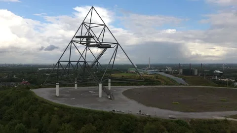 Bottrop Tetraeder Full Pyramid Structure Aerial Landmark Germany Vídeo Stock 336452073