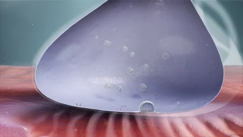 Botulinum toxin molecules block nerve signals, relaxing pathway. Stock Footage 345200087
