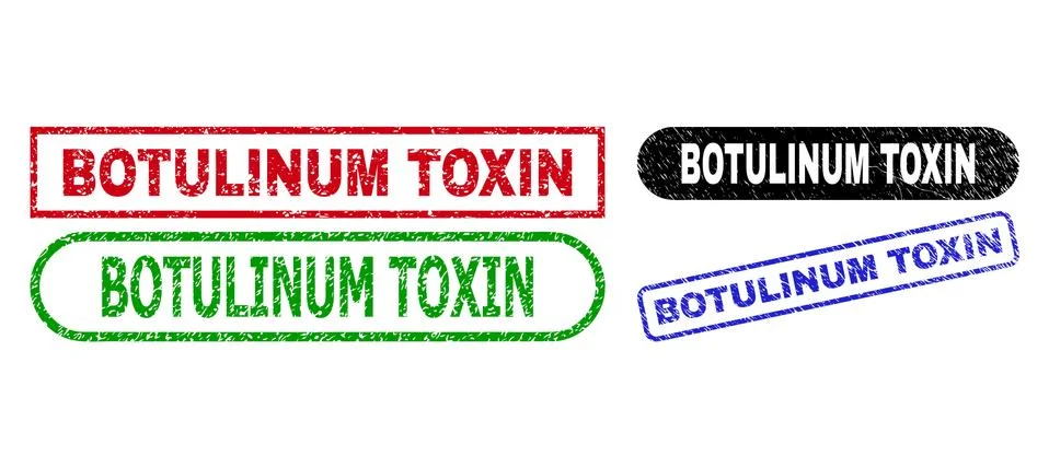 BOTULINUM TOXIN Rectangle Stamp Seals with Distress Texture Illustration