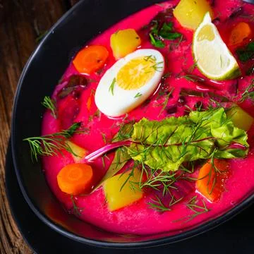 Botwinka Polish spring beetroot soup Stock Photos