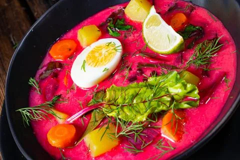 Botwinka Polish spring beetroot soup Stock Photos