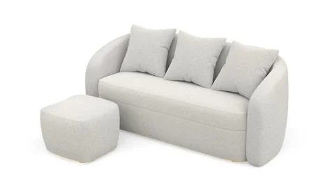 Boucle sofa with ottoman 스톡 일러스트