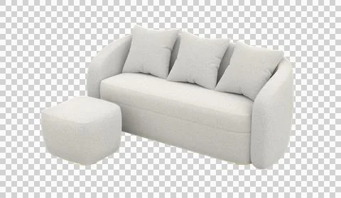 Boucle sofa with ottoman 스톡 일러스트