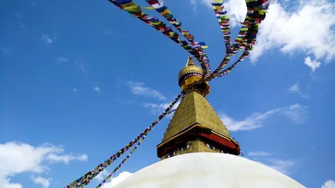 Boudanath Flags and Dome Stock Footage 82028032