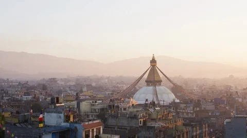 Boudhanath in Nepal at dusk Stock Footage 113254970