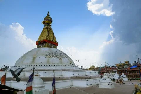 Boudhanath stupa in a cloudy day Stock Photos