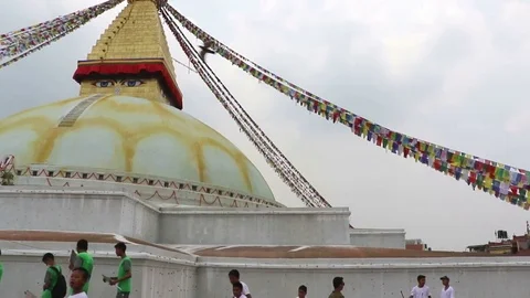Boudhanath stupa, Kathmandu, Nepal Stock Footage 76490906