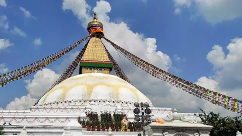 Boudhanath Stupa, is one of the largest spherical stupas in the world Stock Footage 329700769