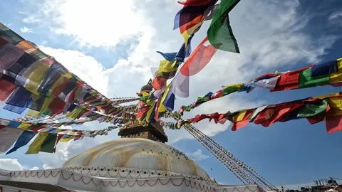Boudhanath Stupa, is one of the largest spherical stupas in the world Stock Footage 329700799