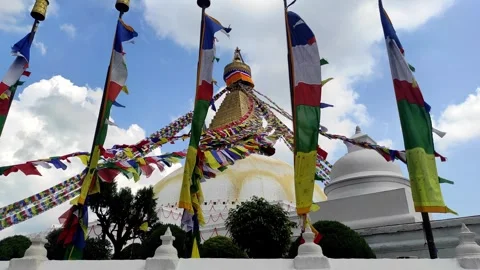 Boudhanath Stupa, is one of the largest spherical stupas in the world Stock-Footage 329701044