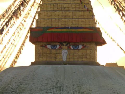 Boudhanath stupa with prayer flagsTibetan enclave of Kathmandu, Nepal Stock Photos
