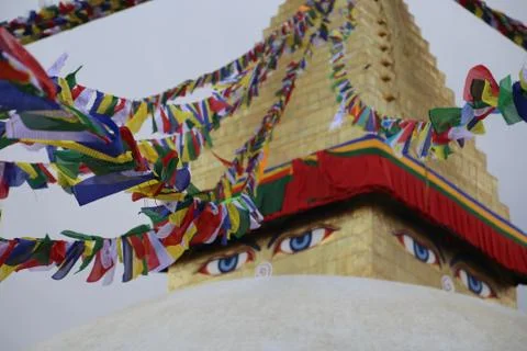 Boudhnath stupa close Up Stock Photos