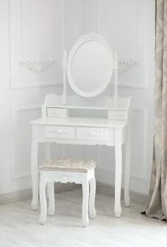 Boudoir table make up table with mirror. Stock Photos