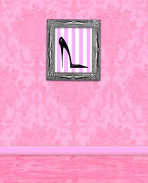 Boudoir wall of pink damask Stock Illustration
