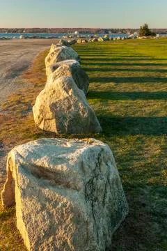 Boulder border at Ned's Point in early morning Stock Photos
