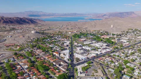 Boulder City Nevada Forward Moving Aerial Over Downtown and Desert Mountains 02 Stock-Footage 333916997