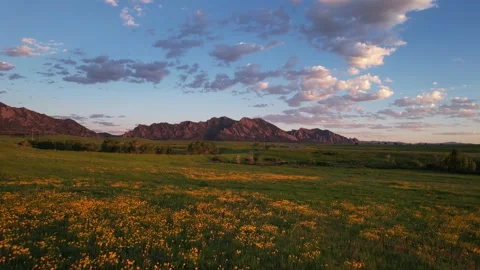 Boulder, Colorado, Flatirons at sunrise. Stock Footage