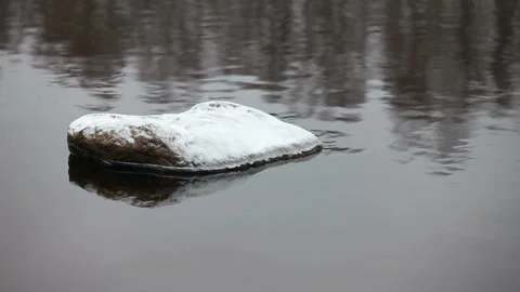 Boulder covered with snow Stock Footage 171978263