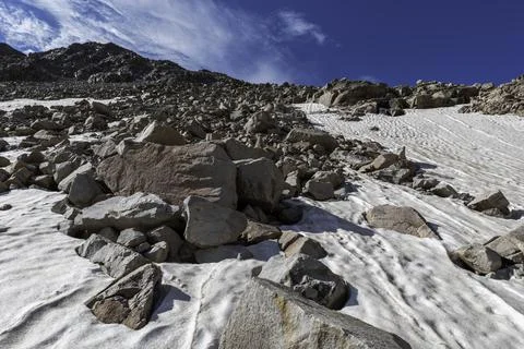 Boulder Field below Rowes Glacier Stock Photos