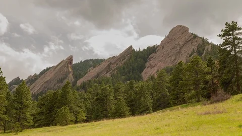 Boulder Flatirons Mountains in Spring Cloud Time Lapse Stock Footage 108226807