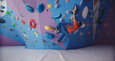 Boulder Gym climber Stock Footage 122234227