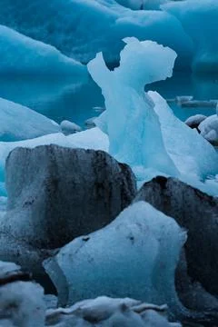Boulder of ice screaming to the sky 스톡 사진