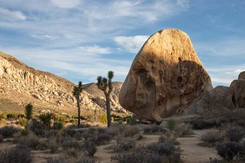 Boulder at sunset in Joshua Tree Stock Photos