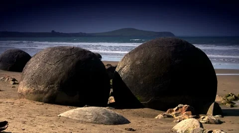 Boulders On Beach 01 Stock Footage