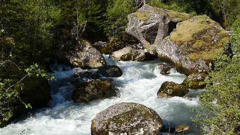 Boulders in river Stock Footage 92841580