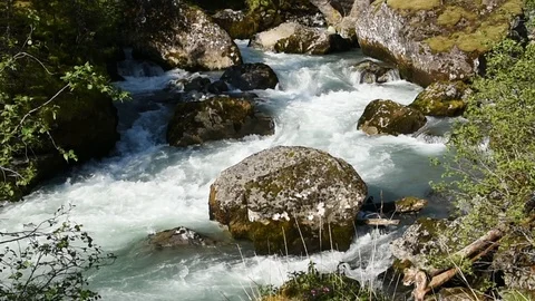 Boulders in river Stock Footage 92841586