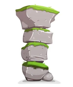 Boulders Stack With Grass Stock Illustration