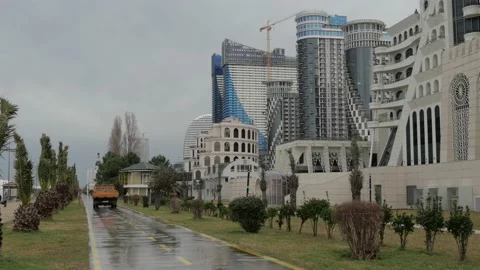 Boulevard in Batumi after the rain Stock Footage 227140633