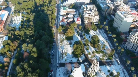 Boulevard in Batumi with drone in winter, Adjara, Georgia Stock Footage 161963473