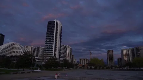 Boulevard in Batumi in the evening Stock Footage 238007371