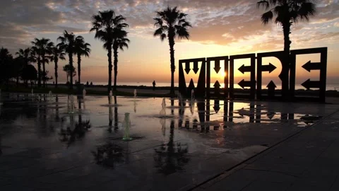 Boulevard in Batumi at sunset Stock Footage 238007324