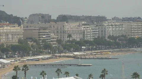 Boulevard de la Croisette seafront Stock Footage 87578616