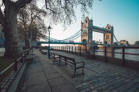 A boulevard next to the river Thames Stock Photos