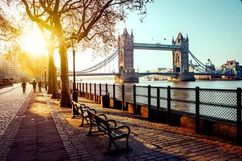 A boulevard next to the river Thames Stock Photos