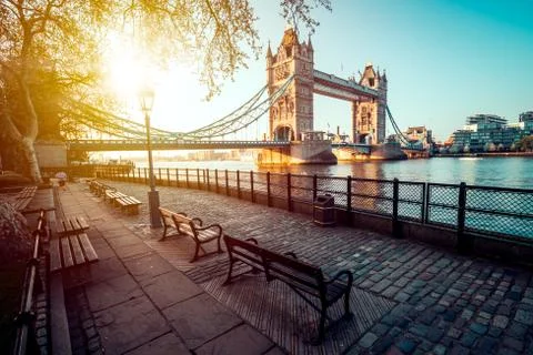A boulevard next to the river Thames Stock Photos