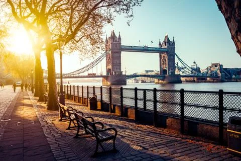 A boulevard next to the river Thames Stock Photos