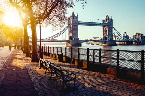 A boulevard next to the river Thames Stock Photos