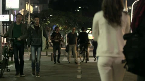 On a Boulevard at Night - Time Lapse Stock Footage 49731366