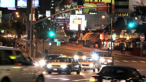 BOULEVARD TRAFFIC AT NIGHT 2 Stock Footage 5298037