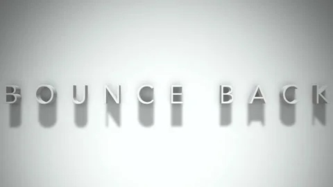 Bounce Back 3D title animation with shadows on a white background Stock Footage 296616249