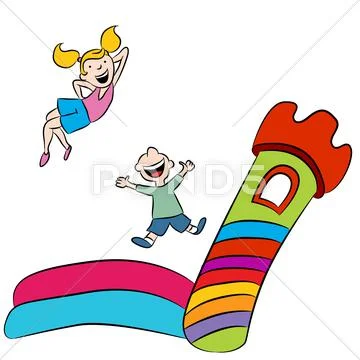 Bounce House Kids Stock Illustration