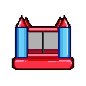 Bounce inflatable castle pixel art vector illustration 스톡 일러스트