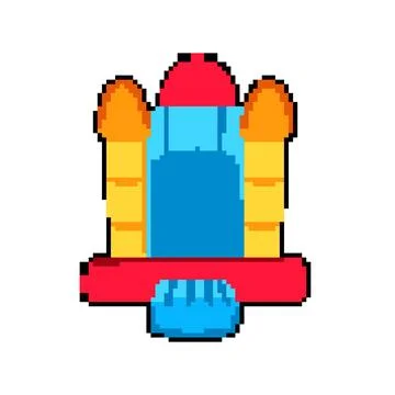 Bounce inflatable castle pixel art vector illustration 스톡 일러스트